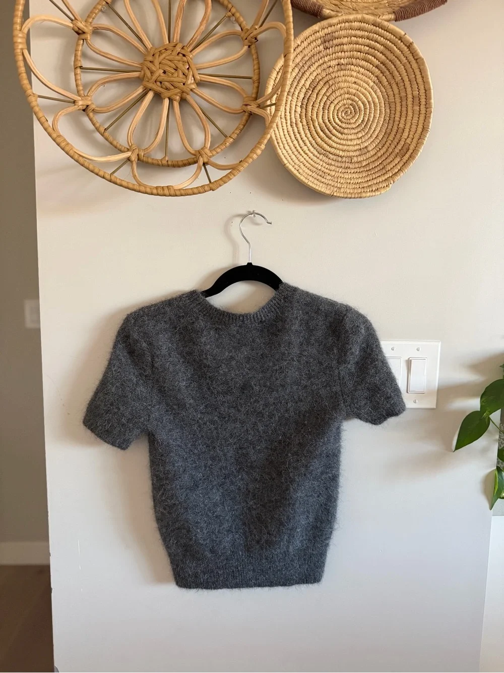 Gianni Bini Alpaca Short-Sleeve Crewneck Sweater in Charcoal - Picture 5 of 8